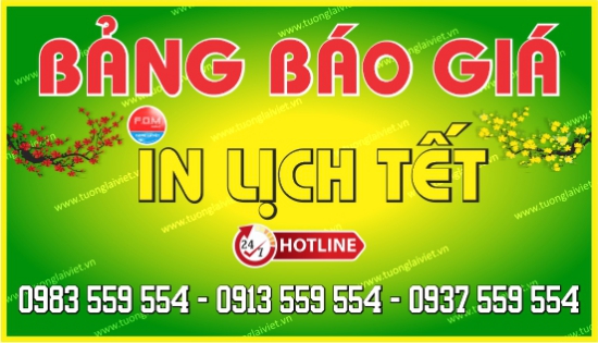 Bảng báo giá In Lịch Tết 2027