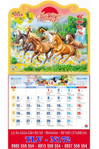 Lịch lò xo giữa 13 tờ Mã Đáo Thành Công