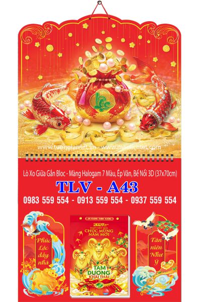 Bìa lịch lò xo giữa Khai Xuân Khởi Lộc