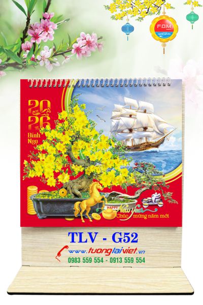 In Lịch gỗ để bàn Cây Cảnh Bon Sai