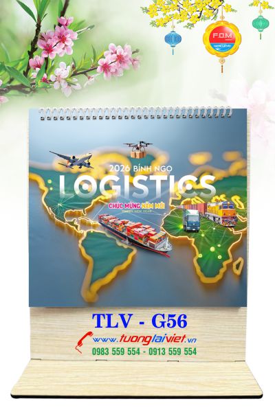 In Lịch gỗ để bàn Logistics