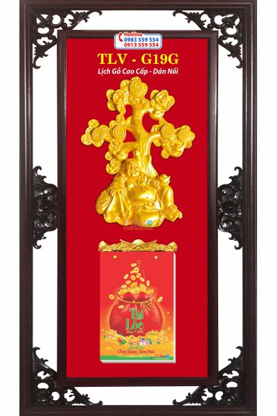 Lịch khung gỗ Di Lặc Kim Tiền