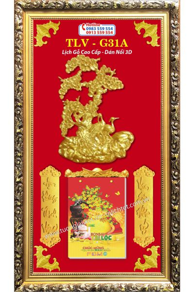 Lịch khung gỗ Kim Tiền Tài Lộc