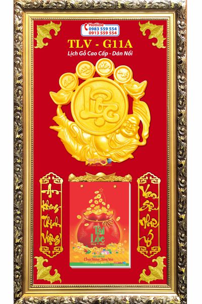 Lịch khung gỗ Lộc Di Lặc