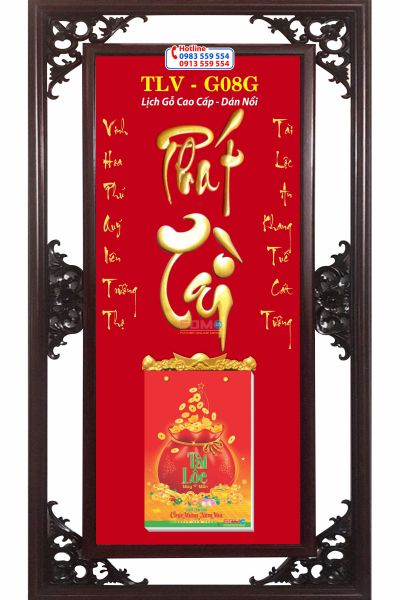 Lịch khung gỗ Phát Tài