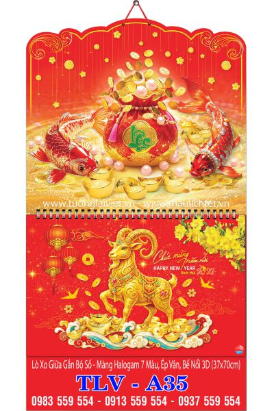 Lịch lò xo giữa 13 tờ Khai Xuân Khởi Lộc