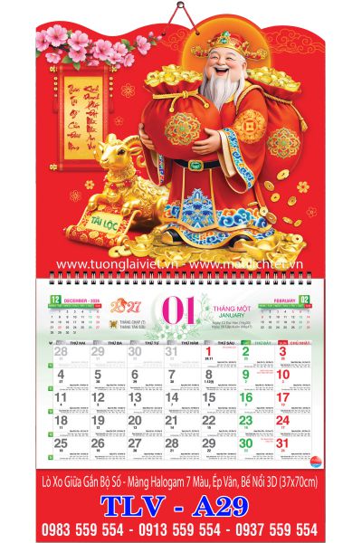 Lịch lò xo giữa 13 tờ Khởi Lộc Đón Xuân