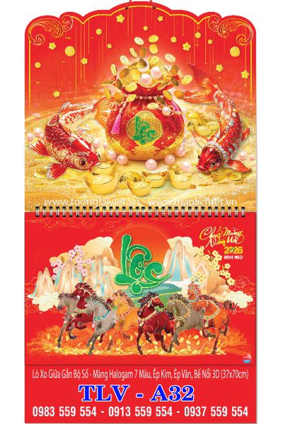 Lịch Lò Xo Giữa 13 Tờ Lộc Như Ý