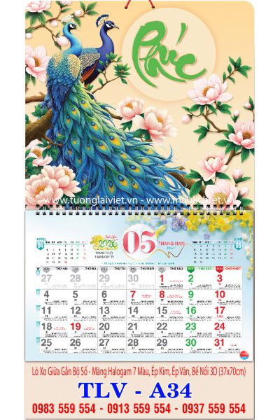 Lịch Lò Xo Giữa 13 Tờ Phúc An Khang