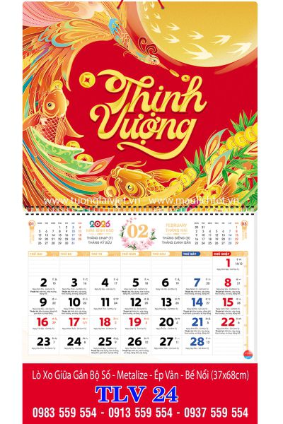 Lịch Lò Xo Giữa 13 Tờ Xuân Thịnh Vượng