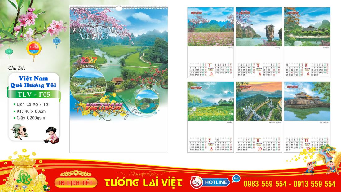 Mẫu Lịch 7 tờ Cảnh Đẹp Quê Hương