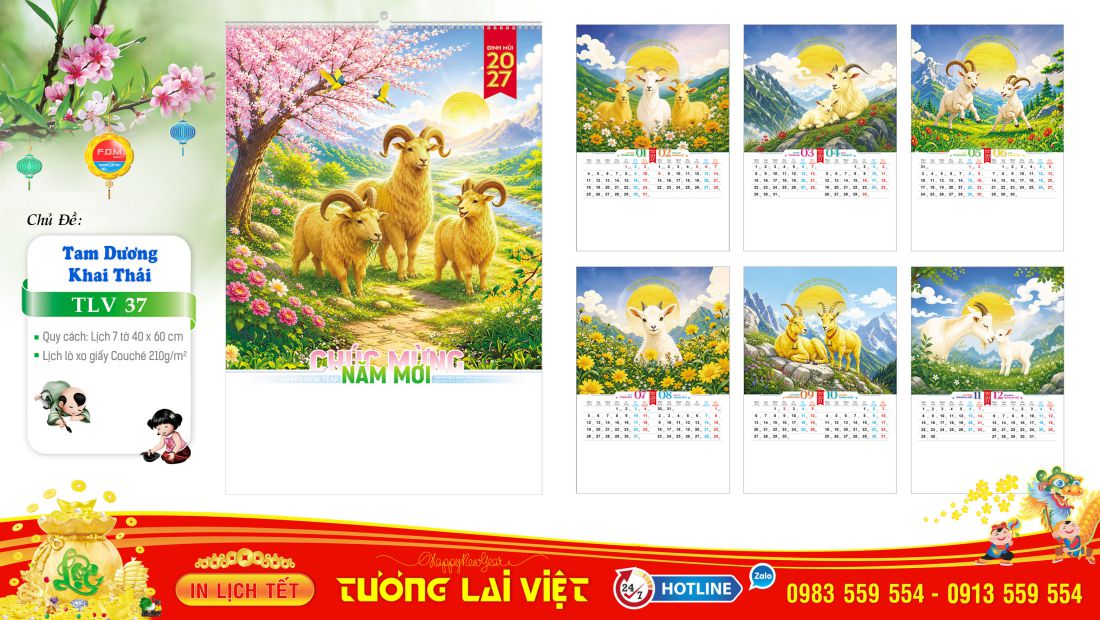 Mẫu Lịch 7 Tờ Con Giáp Tài Lộc