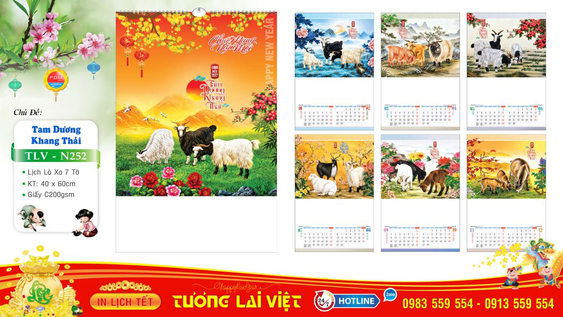 Mẫu Lịch 7 tờ Khai Xuân Đại Cát