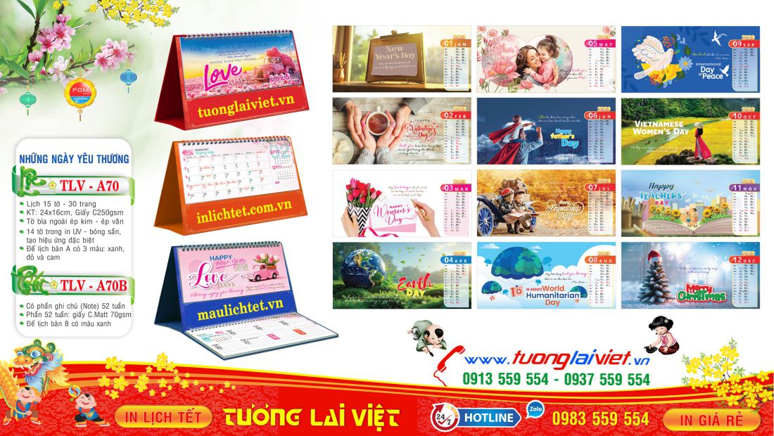 Mẫu Lịch Để Bàn Những Ngày Yêu Thương