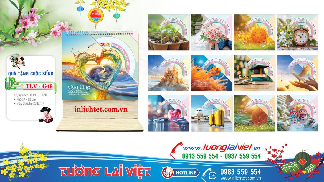 Mẫu Lịch gỗ để bàn Quà Tặng Cuộc Sống